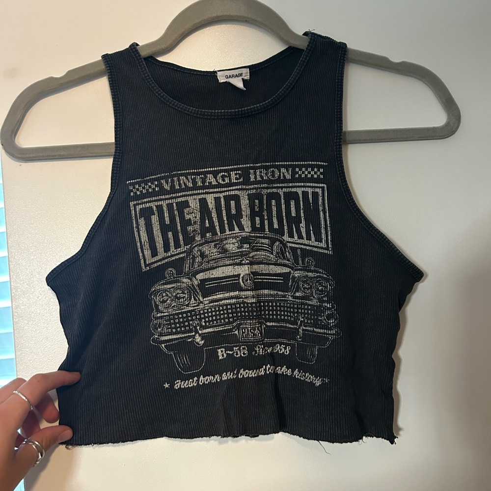 Garage Charcoal Ribbed Top